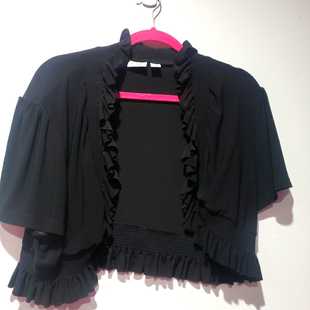 💲🖐🏾/CATO 18/20W short Sleeve BOLERO jacket w/RUFFLE TRIM